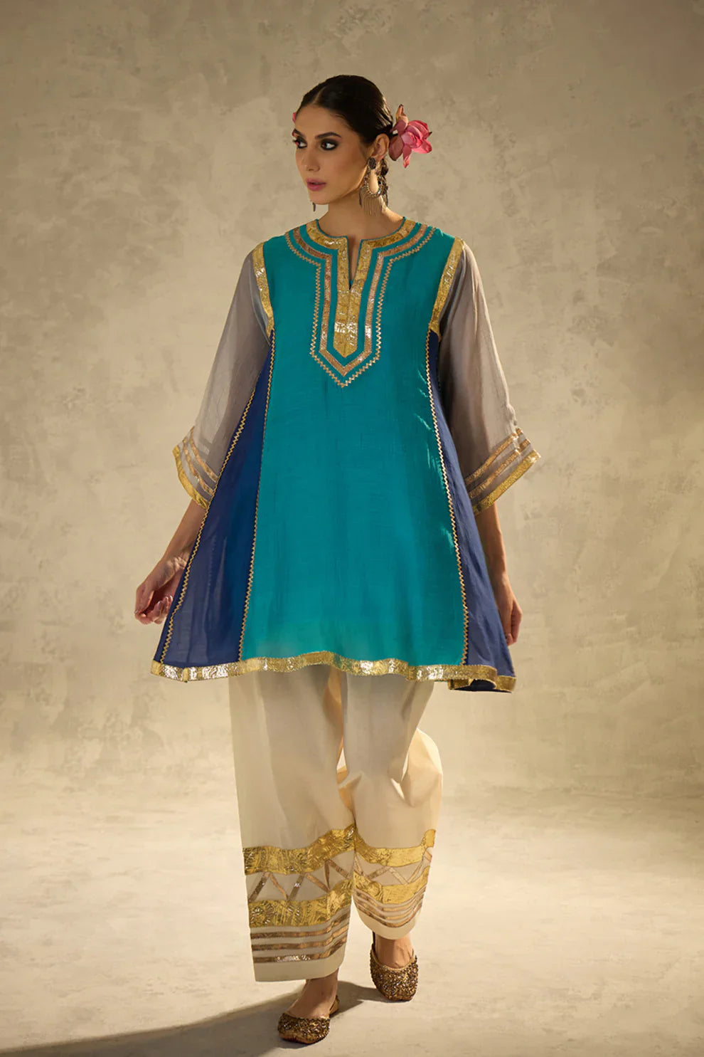 Cotton Kurta with Gota Work & Cotton Cambric Salwar