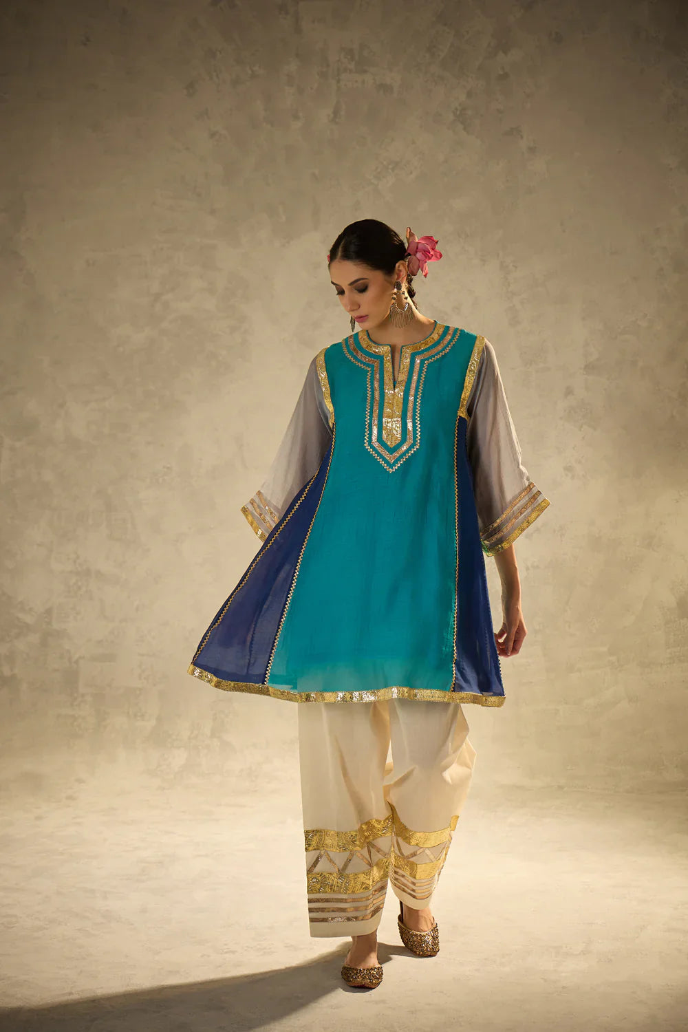 Cotton Kurta with Gota Work & Cotton Cambric Salwar