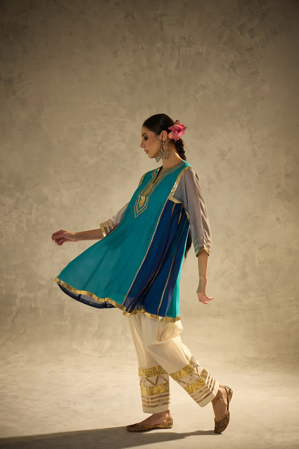 Cotton Kurta with Gota Work & Cotton Cambric Salwar