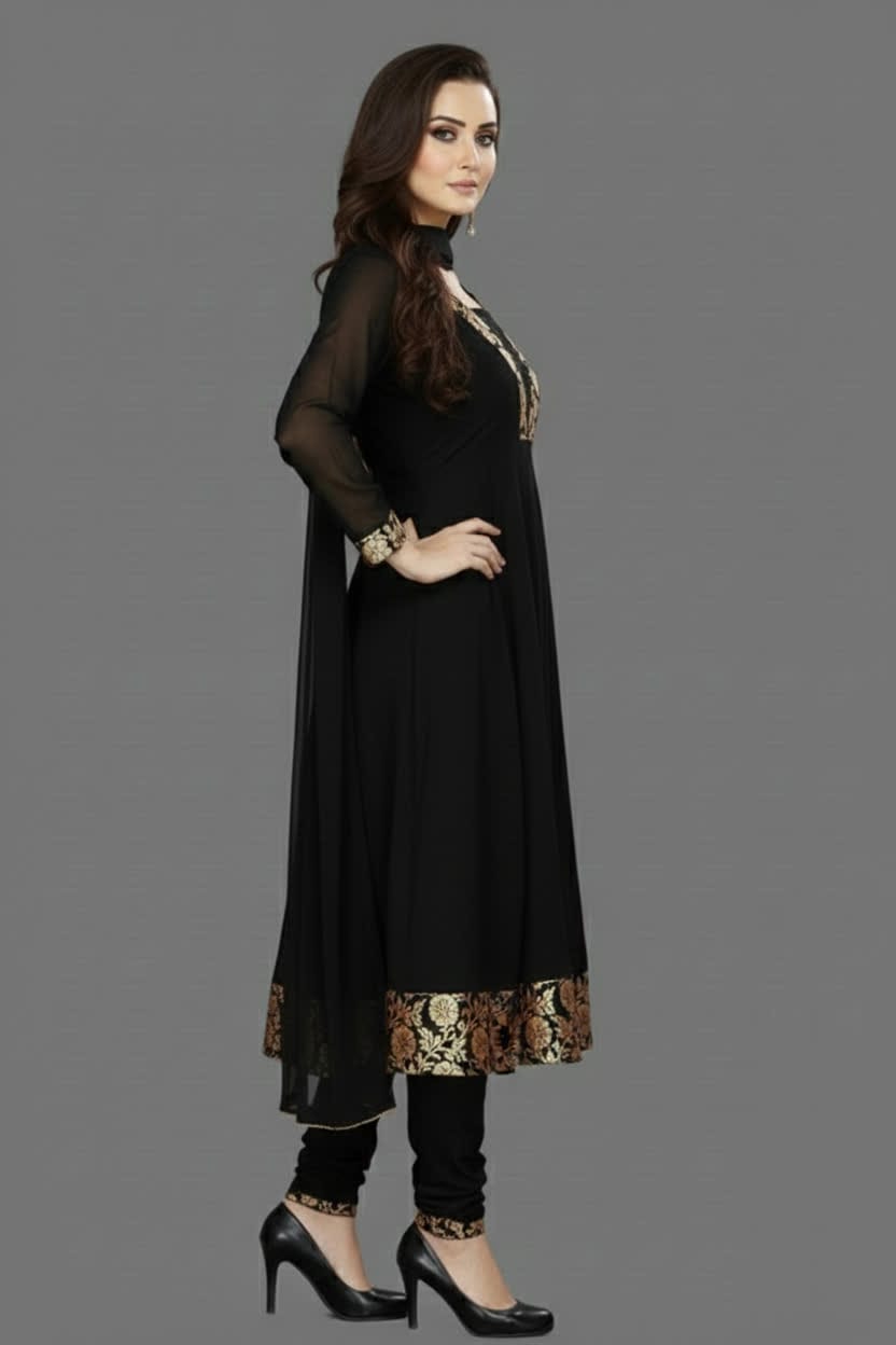 Premium Anarkali Dress Set – Women’s Churidar Suit With Chiffon Dupatta In Multiple Shades Party Wear & Festive Outfit.