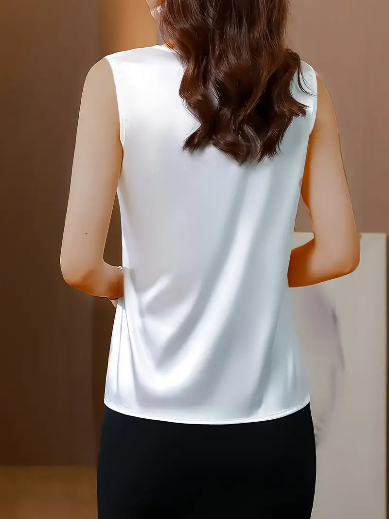 Stylish Sleeveless Blazer Jacket – Slim-Fit Color-Block Lapel Collar, Semi-Sheer Loose Fit For Office And Casual wear
