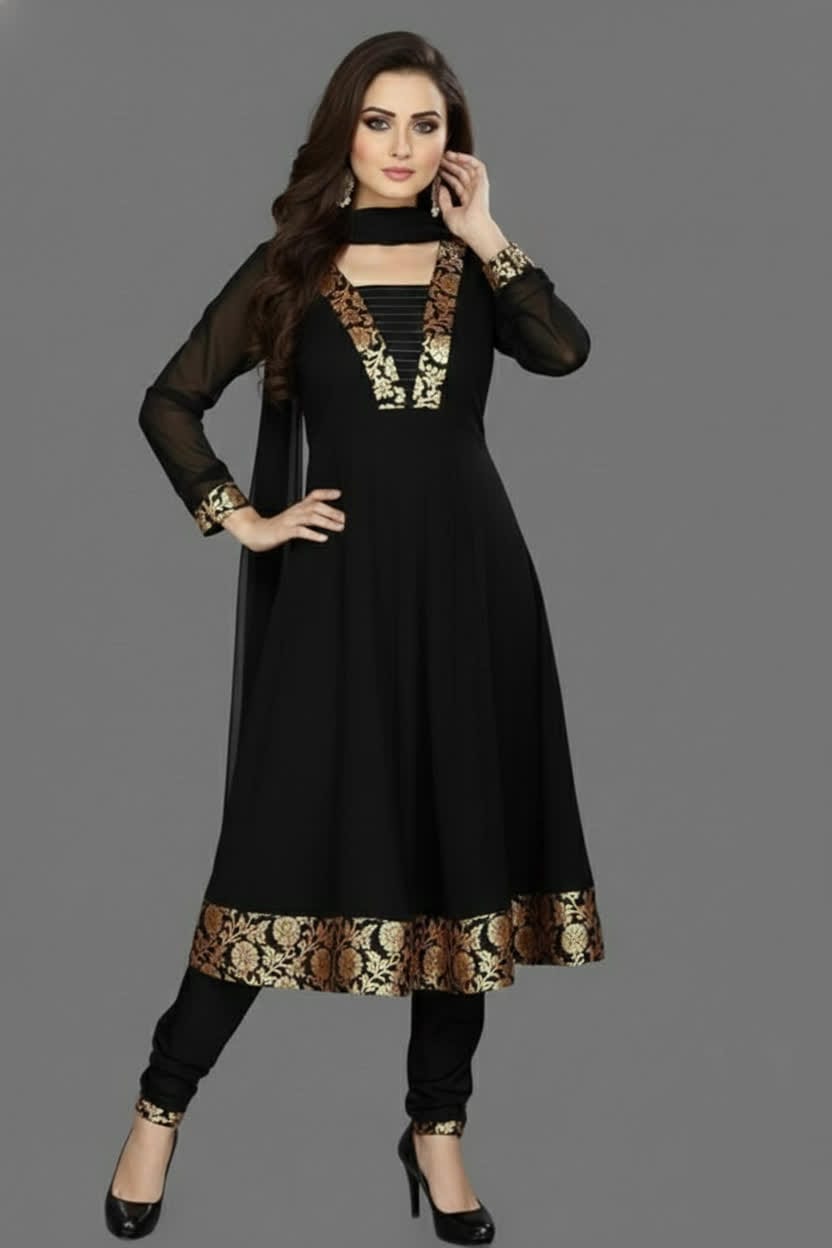 Premium Anarkali Dress Set – Women’s Churidar Suit With Chiffon Dupatta In Multiple Shades Party Wear & Festive Outfit.