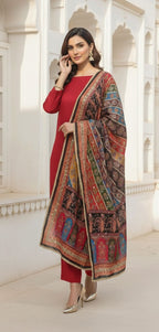Colourful Ethnic Suit Set With Spectacular Embellished Mirrored Dupatta