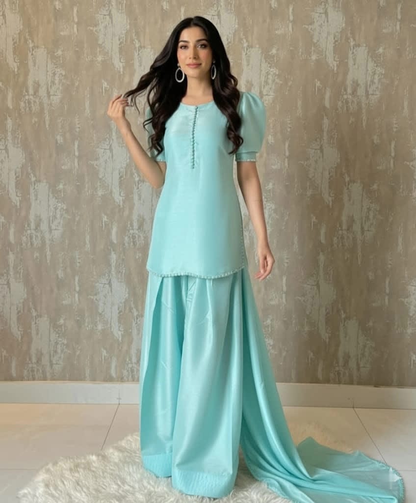 Elegant Raw Silk Shalwar Kameez Set With Organza Dupatta & Lace Detailing - Women’s Festive & Formal 3-Piece Suit