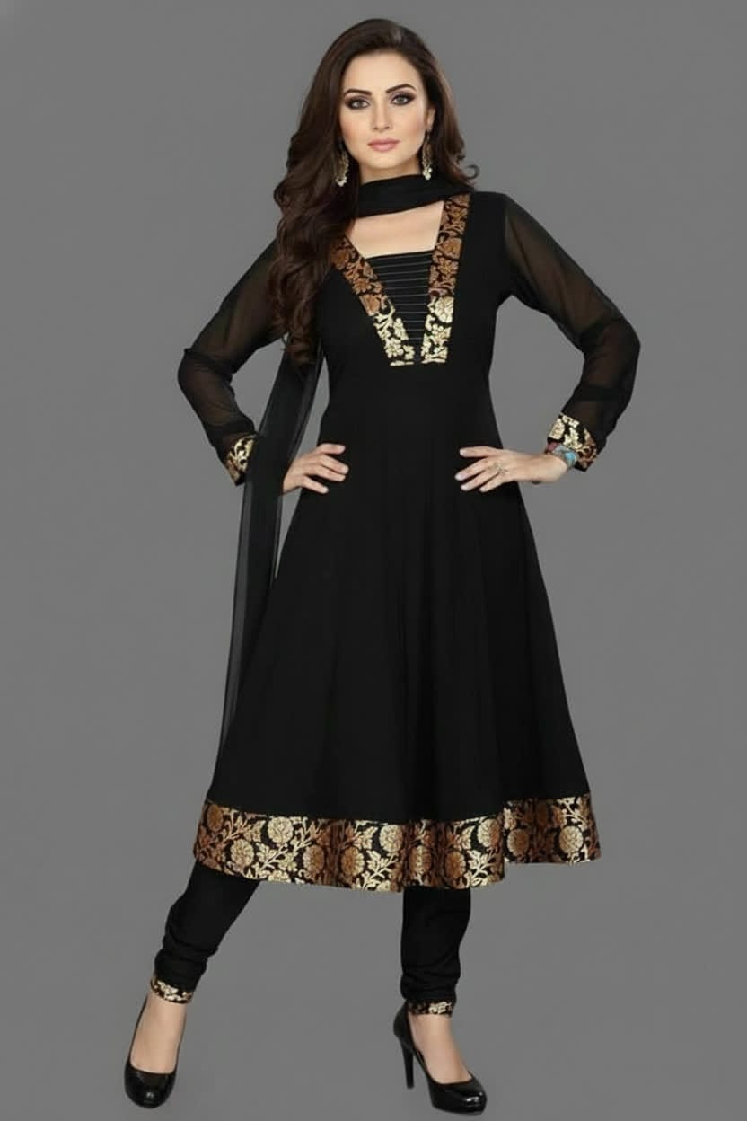 Premium Anarkali Dress Set – Women’s Churidar Suit With Chiffon Dupatta In Multiple Shades Party Wear & Festive Outfit.