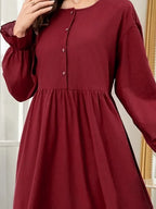 Elegant Maxi Dress for Women – Long Sleeve Flowy Formal & Casual Gown | Modest Abaya Dress, Sophisticated All-Season Fashion