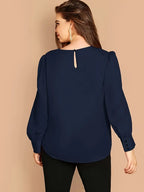 Versatile Long Sleeve Blouse For Women, Round Neck, Button-Up, Casual To Corporate Style