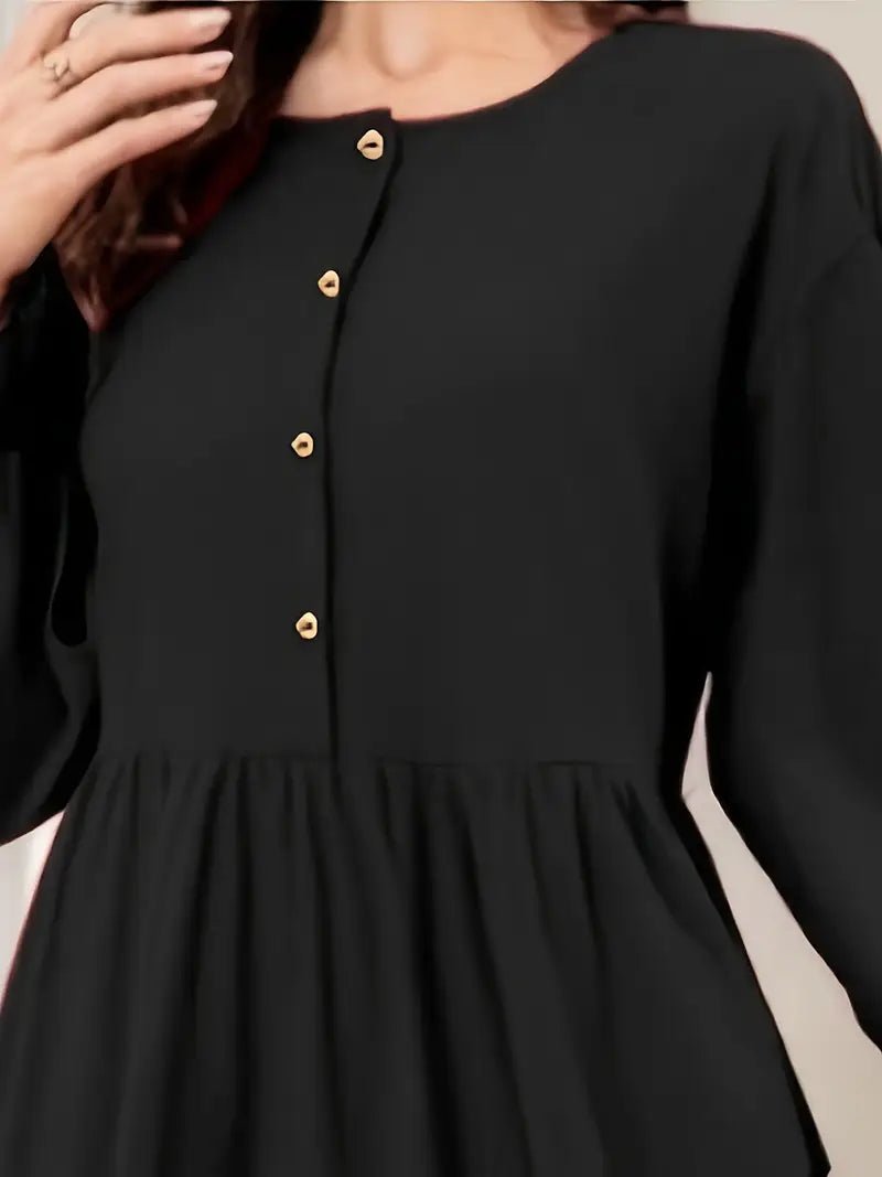 Elegant Maxi Dress for Women – Long Sleeve Flowy Formal & Casual Gown | Modest Abaya Dress, Sophisticated All-Season Fashion