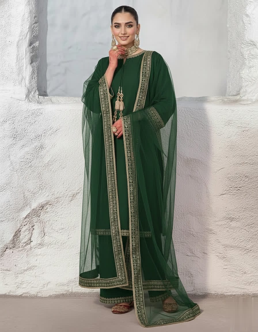 Maroon Shine Silk Kurta Trouser Set With Embroidered Lace & Net Dupatta - Luxury Ethnic Wear