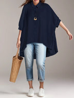 Women’s Chic Cover-Up Shirt –  Short Sleeve, Collared Casual Top For Summer Spring & Fall Outings