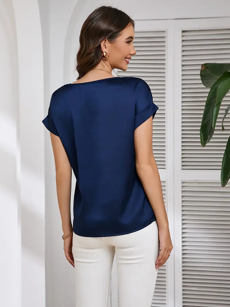 Niswa Style Elegantly Women’s Short-Sleeved T-Shirt, Casual Round Neck, Fashionable And Semi-Formal