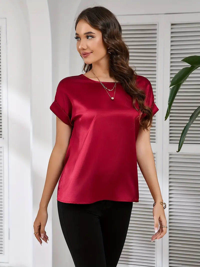 Niswa Style Elegantly Women’s Short-Sleeved T-Shirt, Casual Round Neck, Fashionable And Semi-Formal