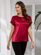 Niswa Style Elegantly Women’s Short-Sleeved T-Shirt, Casual Round Neck, Fashionable And Semi-Formal