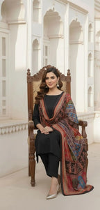 Colourful Ethnic Suit Set With Spectacular Embellished Mirrored Dupatta