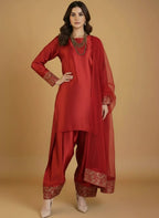 Elegant Three Piece Farshi Shalwar Suit For Women –  Latest Design Eastern Formal Wear