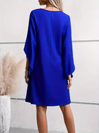 Elegant Blue Maxi Dress - Long Sleeve A-Line Dress - Non-Stretch  Outfit - Chic Women’s Fashion