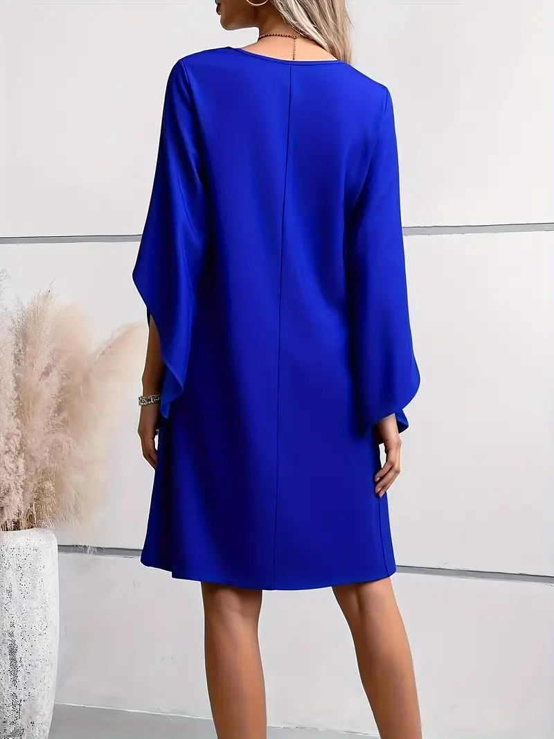 Elegant Blue Maxi Dress - Long Sleeve A-Line Dress - Non-Stretch  Outfit - Chic Women’s Fashion