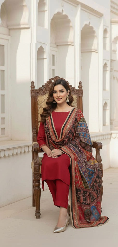 Colourful Ethnic Suit Set With Spectacular Embellished Mirrored Dupatta