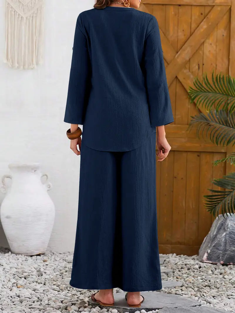 Women’s Two-Piece Elegant Long Sleeve Top Set – Chic Layered Outfit | Stylish Matching Set Fashionable Women’s Apparel