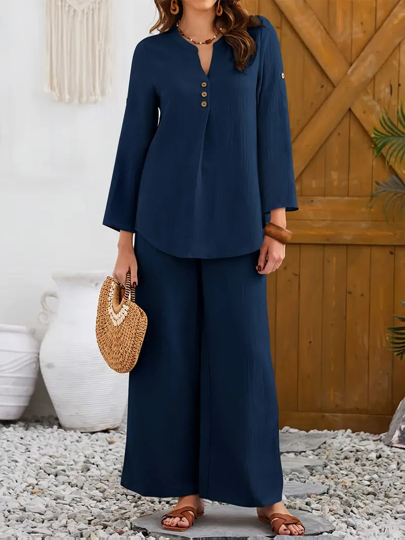 Women’s Two-Piece Elegant Long Sleeve Top Set – Chic Layered Outfit | Stylish Matching Set Fashionable Women’s Apparel