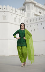 Premium Three Piece Cotton Silk Suit With Organza Dupatta - Stitched Shirt & Trouser Set