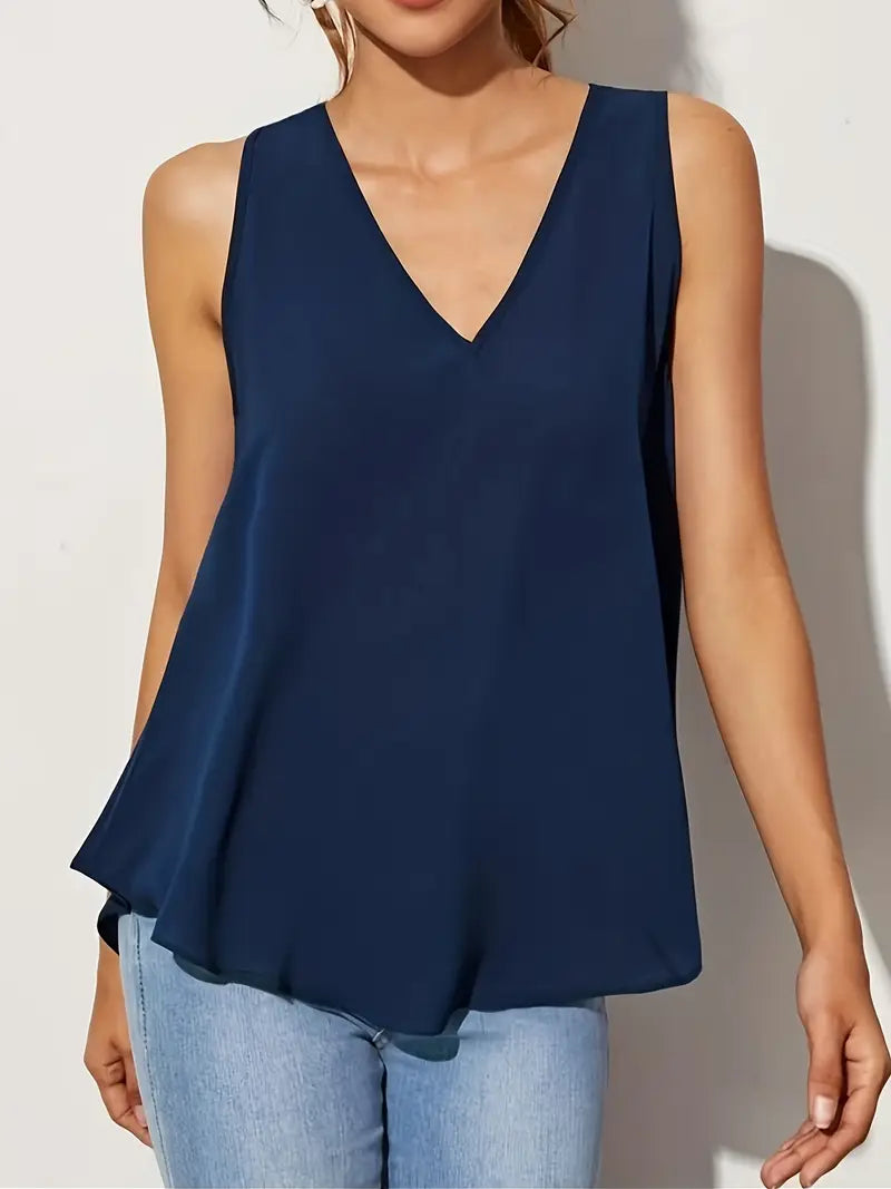 Minimalist Vest Dipped Hem – Asymmetrical Sleeveless, High-Low Top Black And Navy Blue For Stylish Outfits