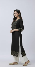 Pure Rayon Kurti Palazzo Suit For Women – NISWA STYLE Traditional Gotta Patti Embellished Ethnic Set.