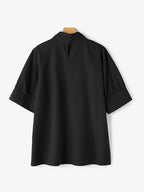 NISWA STYLE Casual Turtleneck Tunic Top – Half Sleeve  Non-Stretch Woven Fabric, High Neck Loose Fit Shirt For Women