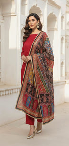 Colourful Ethnic Suit Set With Spectacular Embellished Mirrored Dupatta