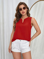Solid Notch Neck Tank Top, Casual Sleeveless Top, Lightweight And Comfortable, Versatile Women’s Clothing