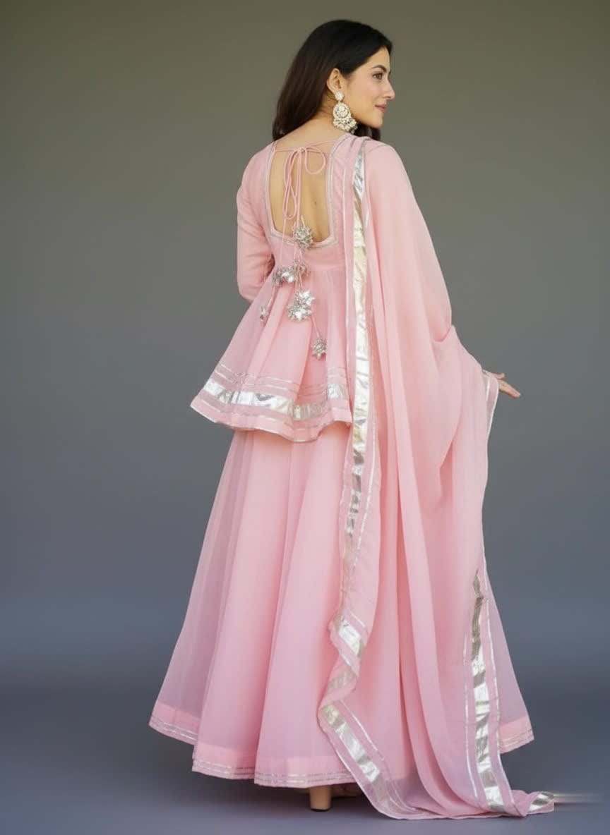 Yellow Flared Short Shirt Lehenga Dress, Stylish 3-Piece Ethnic Set With Embellished Dupatta With Decorative Silver Border