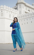 Premium Three Piece Cotton Silk Suit With Organza Dupatta - Stitched Shirt & Trouser Set