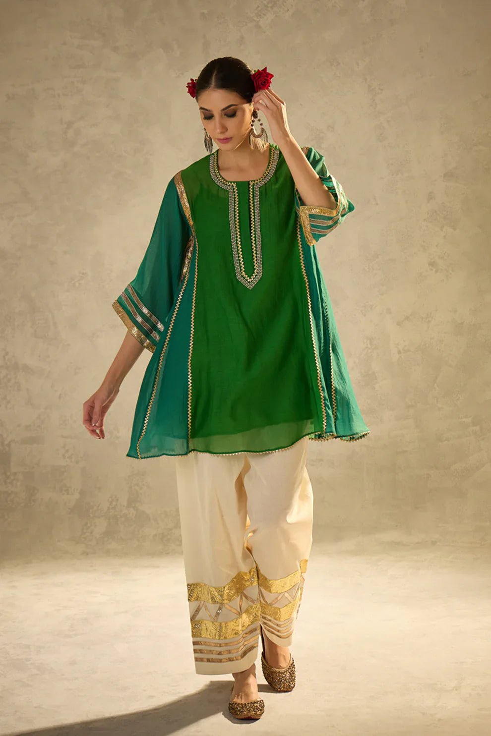 Cotton Cambric Kurta Salwar With Gota Work