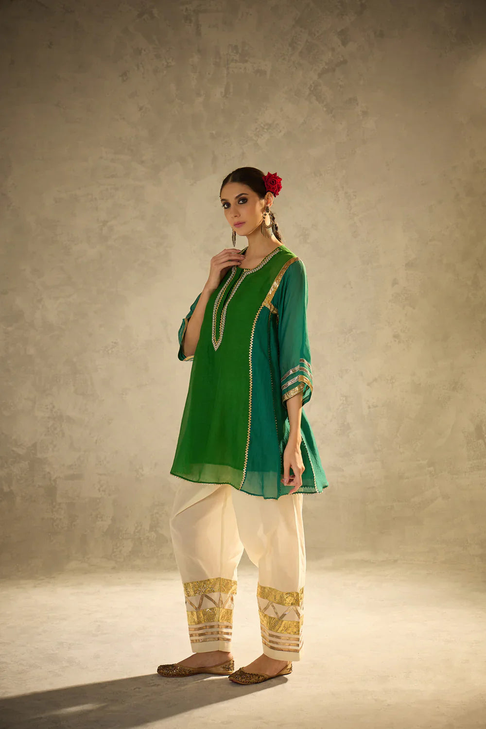 Cotton Kurta with Gota Work & Cotton Cambric Salwar