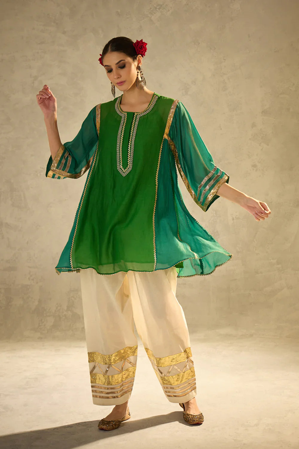 Cotton Kurta with Gota Work & Cotton Cambric Salwar