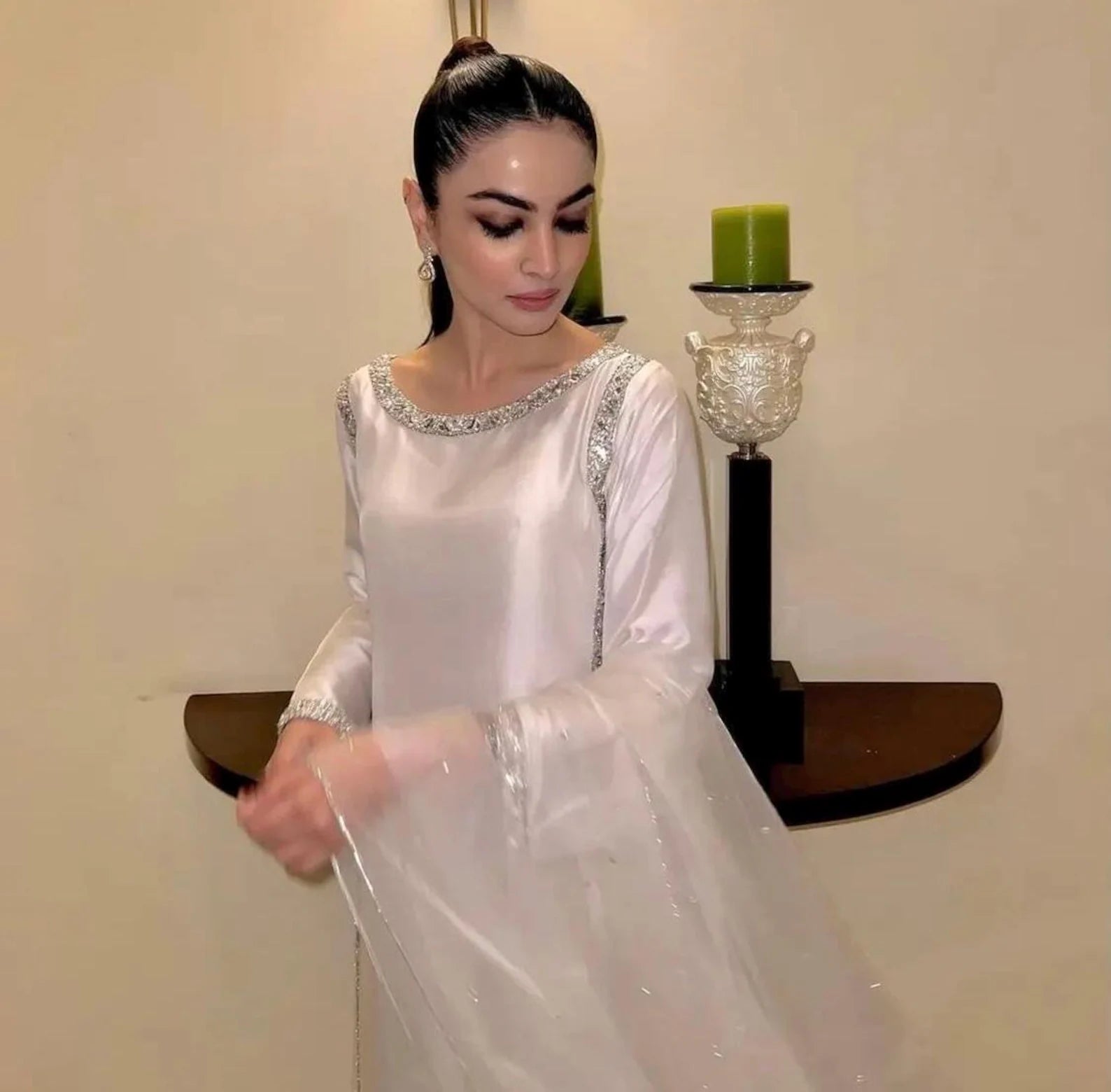 Evening Elegance Black Armani Silk Three Piece Stitched Dress