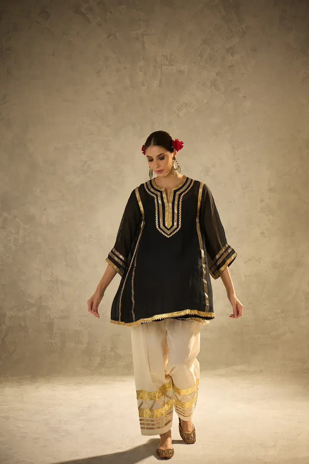 Cotton Kurta with Gota Work & Cotton Cambric Salwar