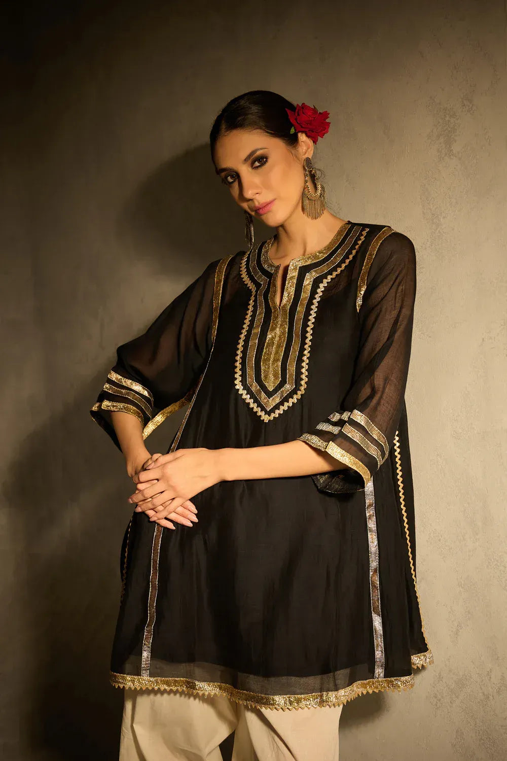 Cotton Kurta with Gota Work & Cotton Cambric Salwar