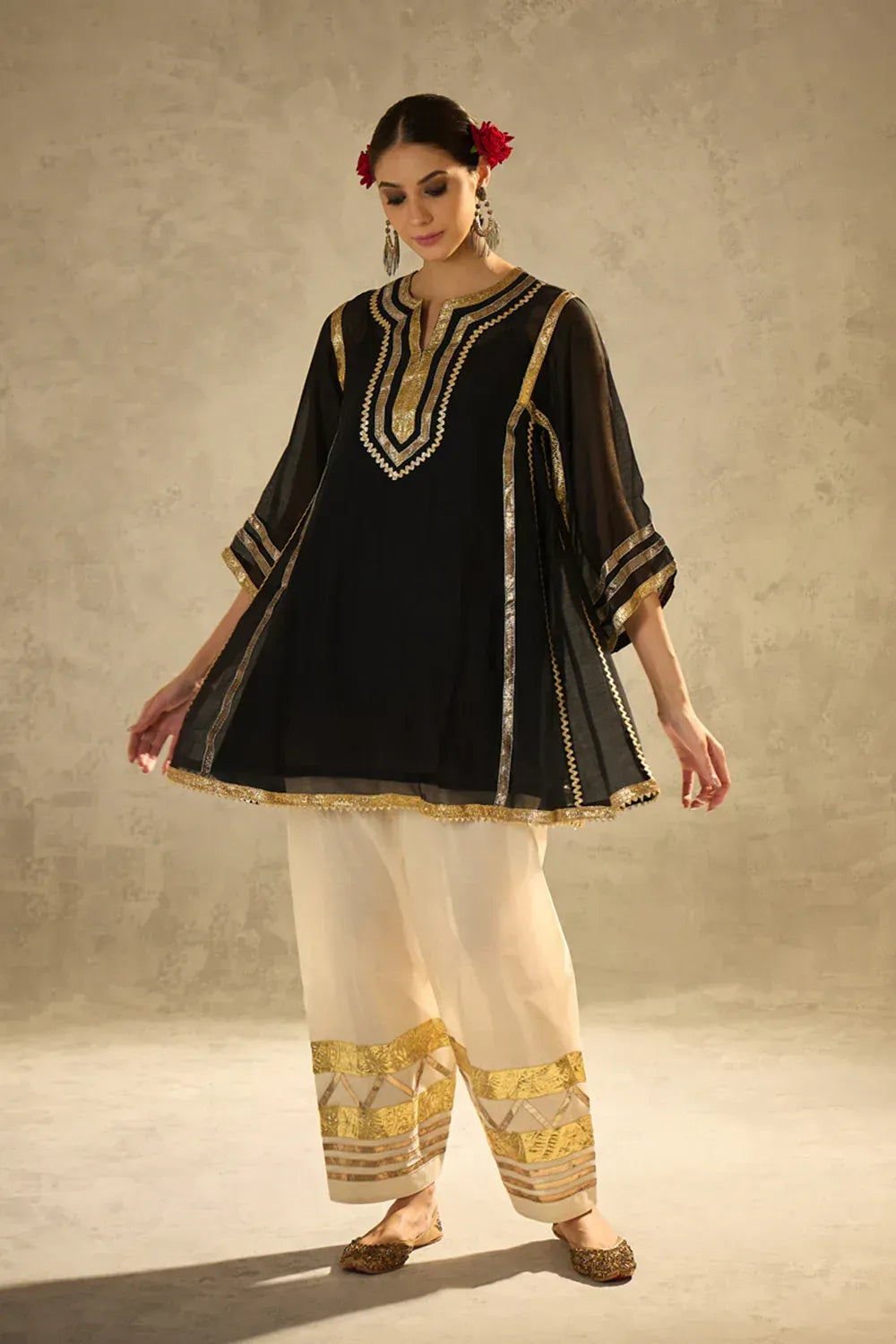 Cotton Kurta with Gota Work & Cotton Cambric Salwar