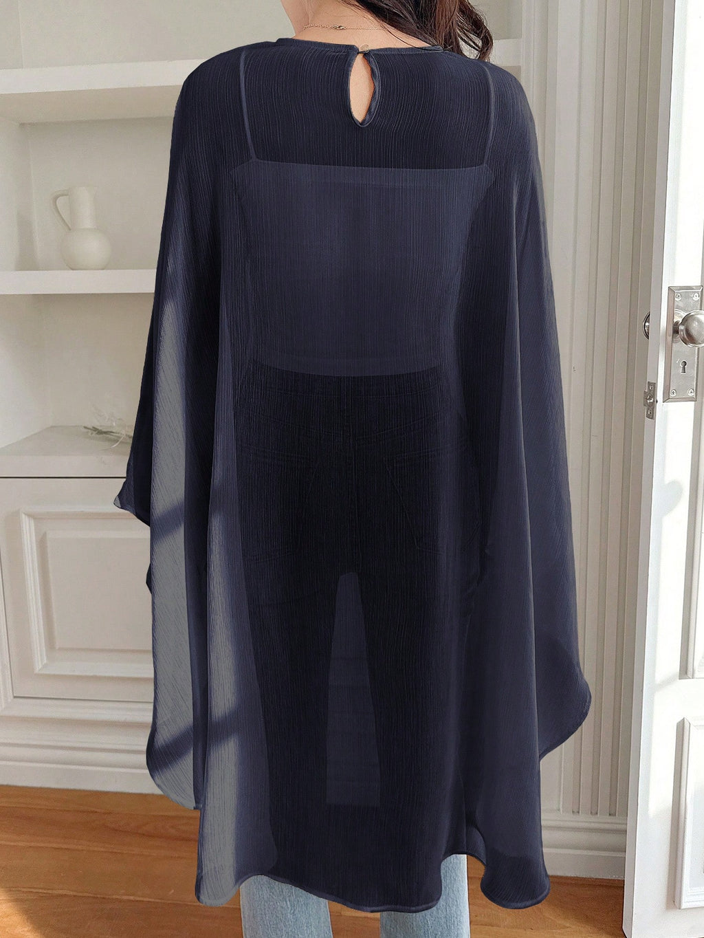 Niswa Style Women's Asymmetric Chiffon Blouse - Lightweight Spring Summer Pullover Shirt
