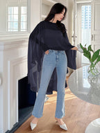 Niswa Style Women's Asymmetric Chiffon Blouse - Lightweight Spring Summer Pullover Shirt