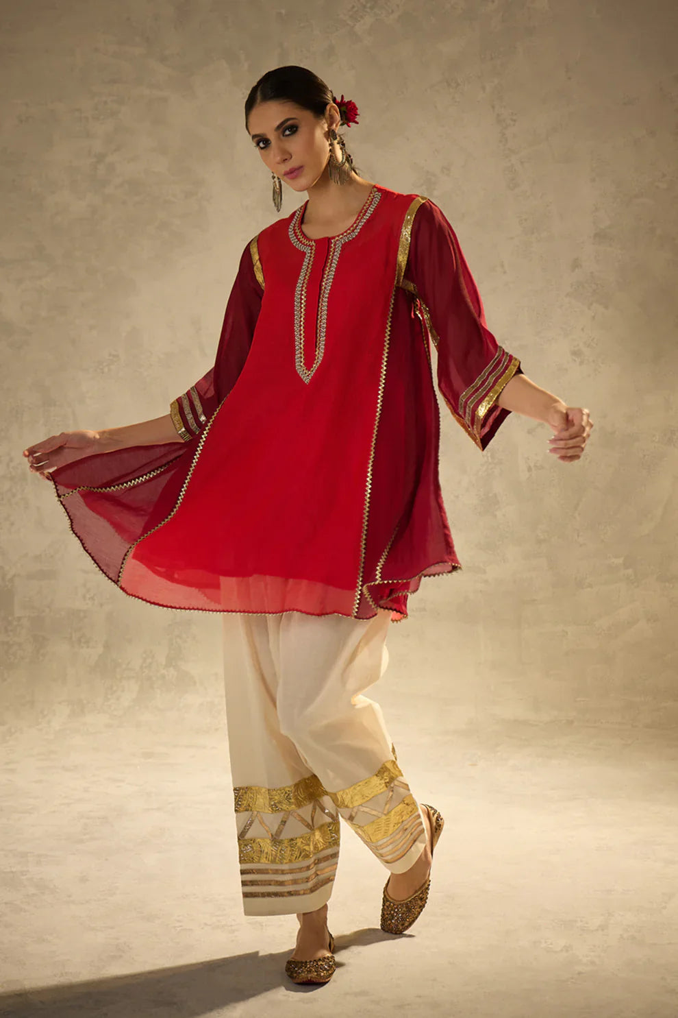 Cotton Kurta with Gota Work & Cotton Cambric Salwar