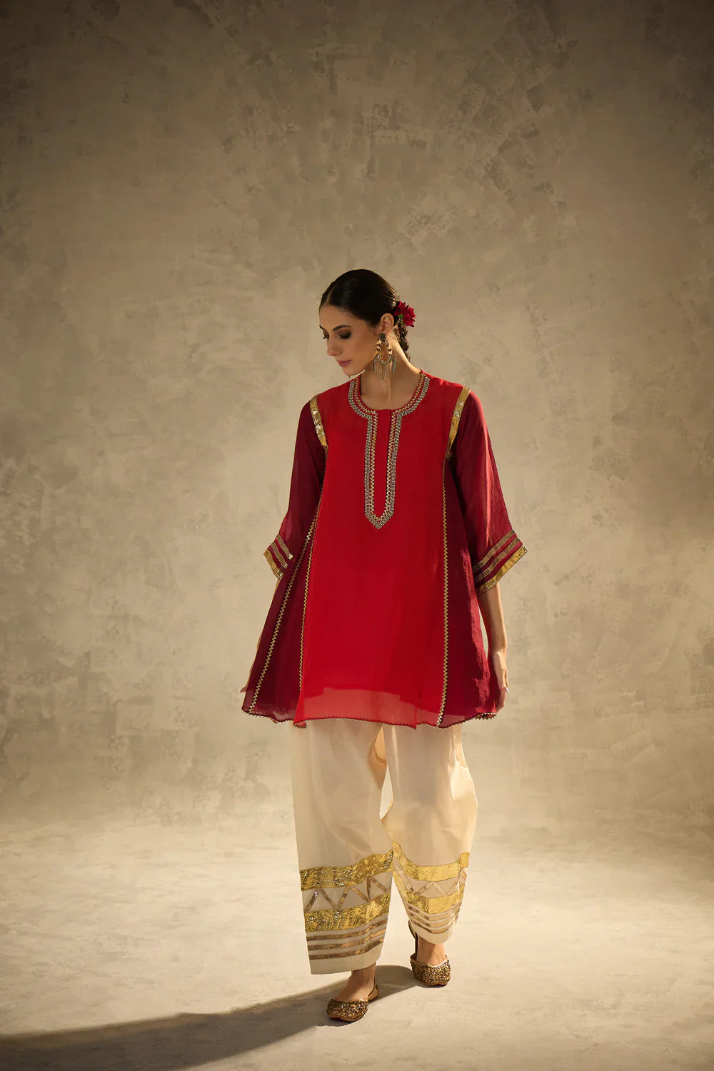 Cotton Kurta with Gota Work & Cotton Cambric Salwar