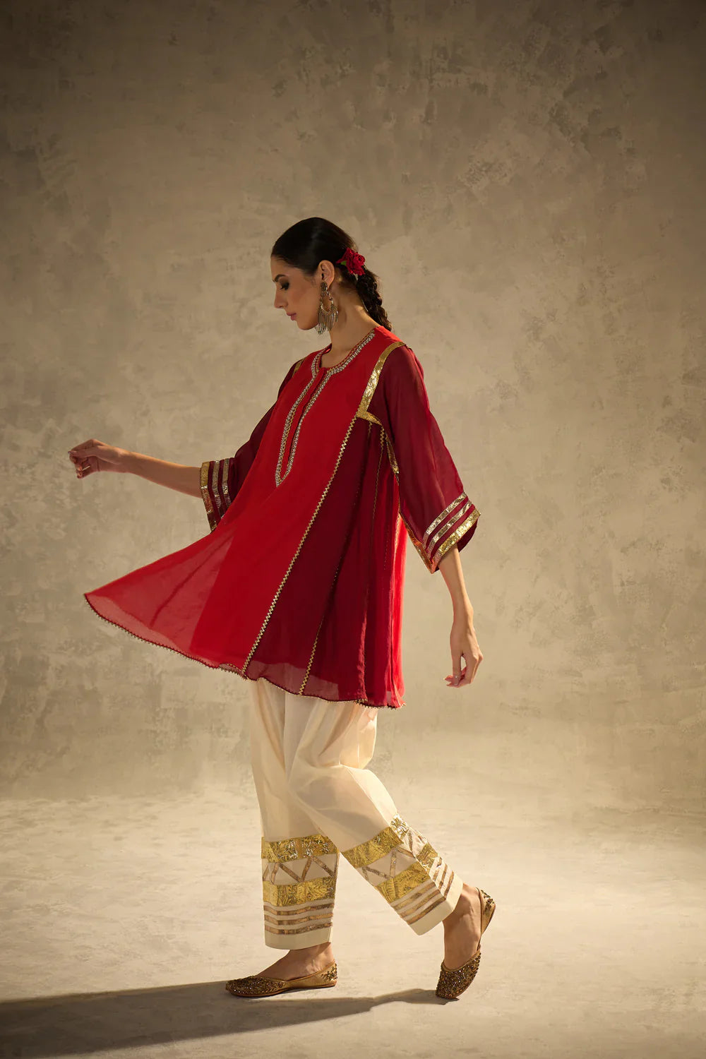 Cotton Kurta with Gota Work & Cotton Cambric Salwar