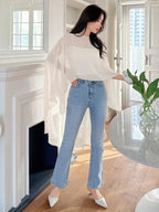 Niswa Style Women's Asymmetric Chiffon Blouse - Lightweight Spring Summer Pullover Shirt